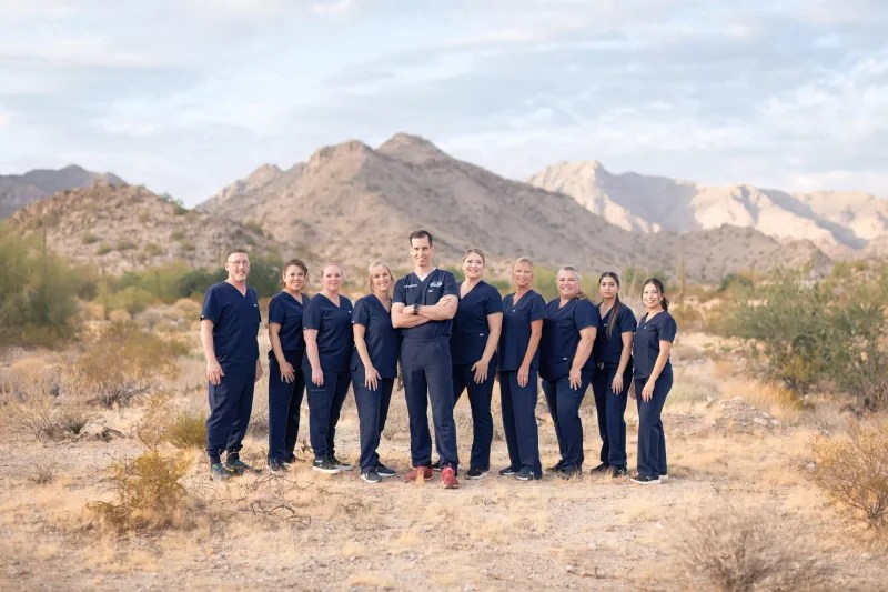 Dr. Bethers with the team in the desert