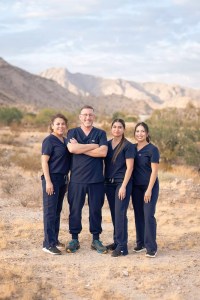 group photo outside in the desert vertical